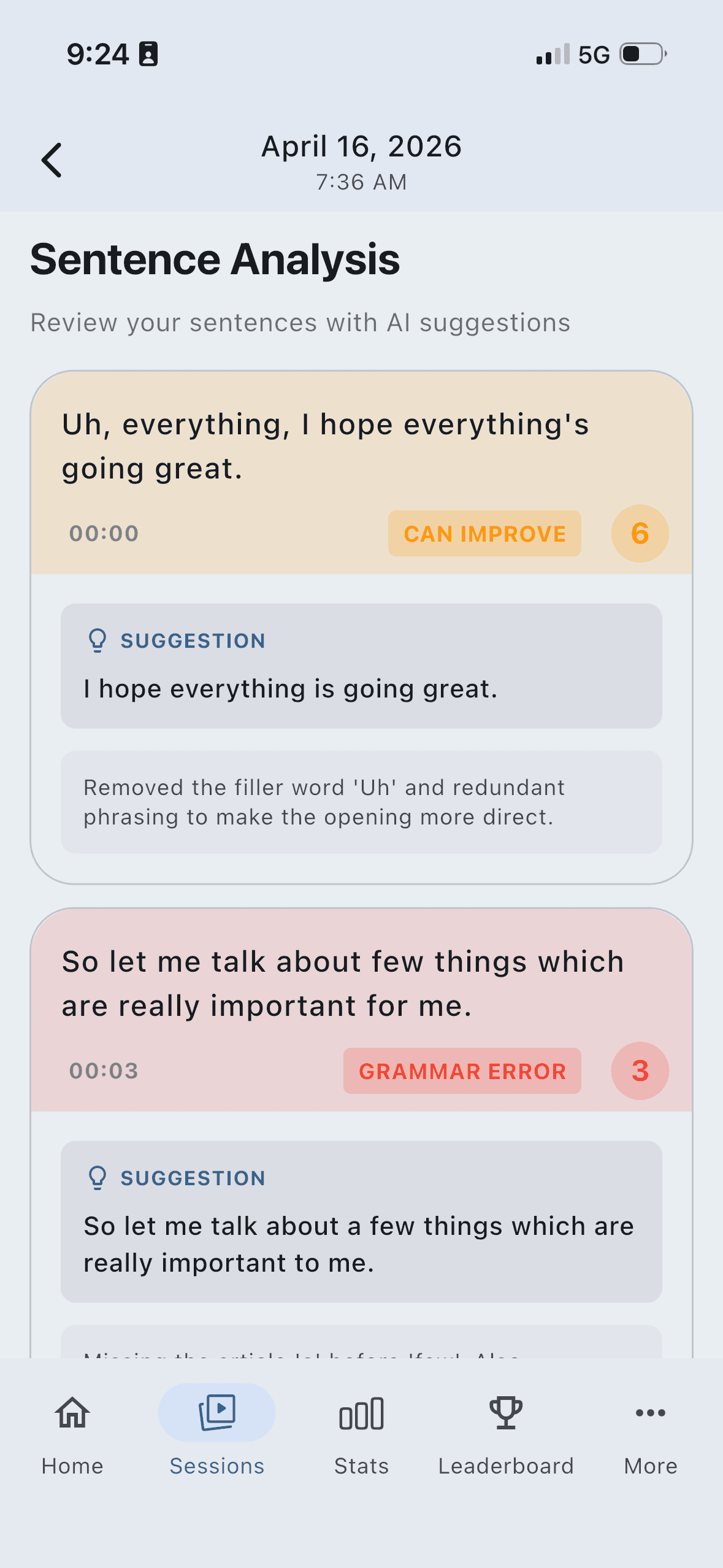Floo sentence-by-sentence suggestions