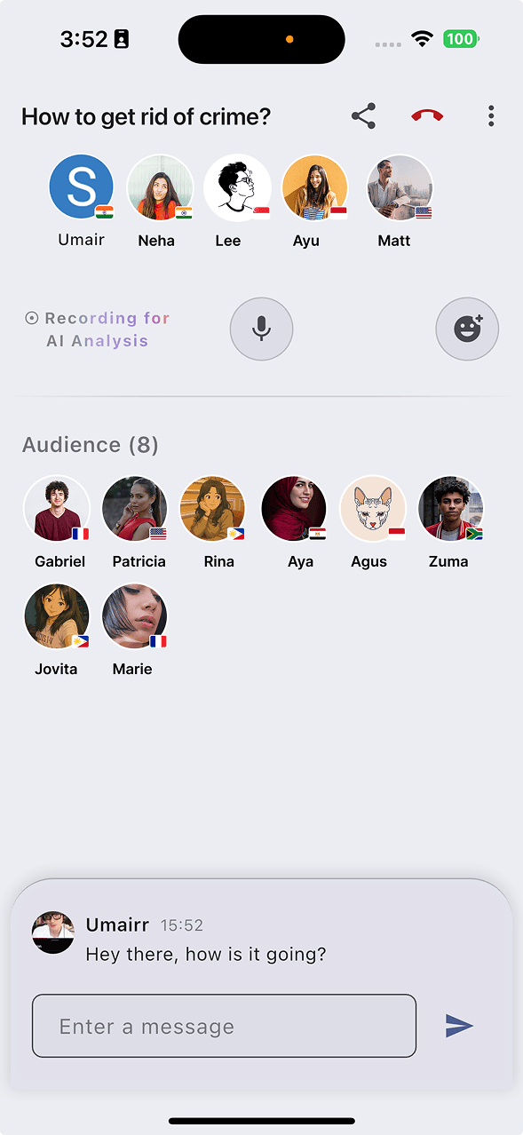 Floo voice room with live speakers